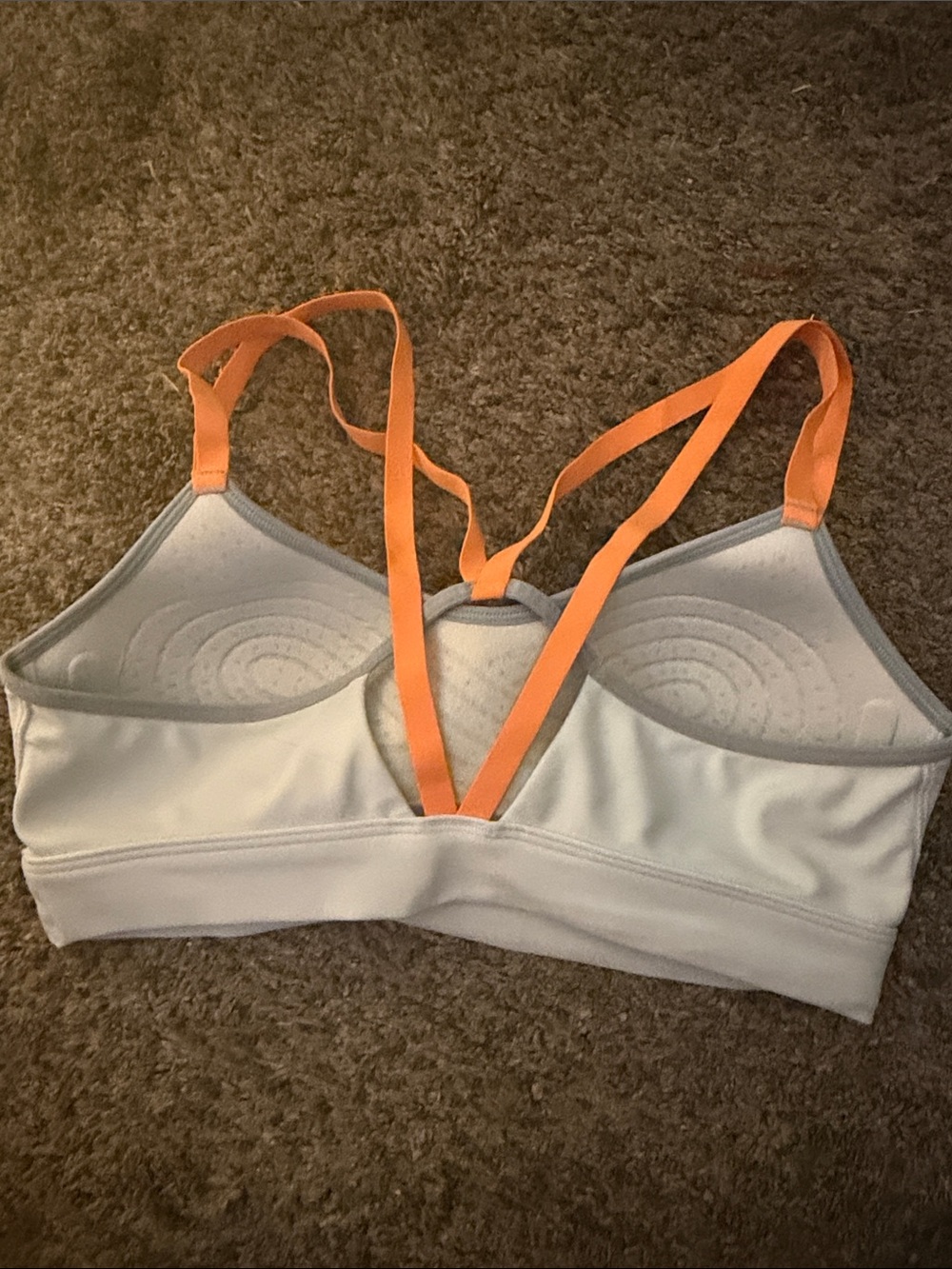Under Armour White Sports Bra with Orange Straps padded - Picture 5 of 5